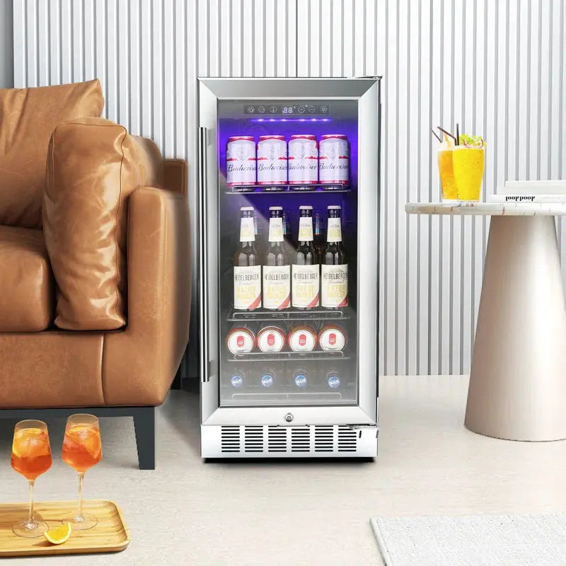 14.96'' W 28 Bottle and 88 Can Single Zone Freestanding/Built-In Beverage Cooler | Fridge.com