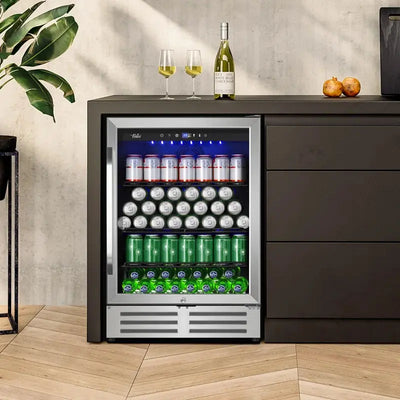 24'' 210 Cans (12 Oz.) Freestanding/Built-In Beverage Cooler Refrigerator with Tempered Glass Door | Fridge.com