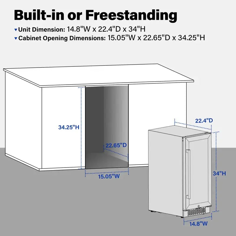 Yeego 15" 120 Cans 3.2 Cubic Feet Freestanding/Built-In Beverage Refrigerator | Fridge.com