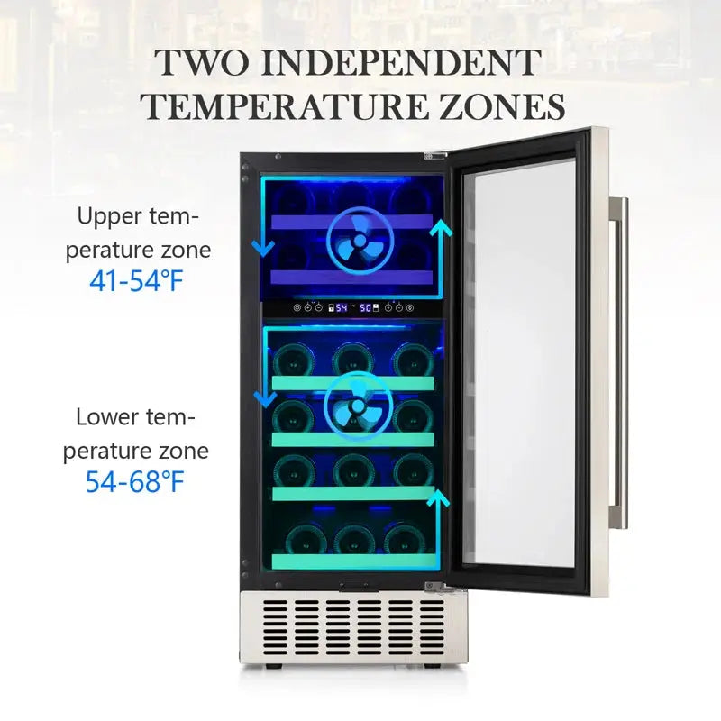 15'' 28 Bottle and 66 Can Freestanding/Built-In Dual Zone Wine Refrigerator & Beverage Cooler | Fridge.com