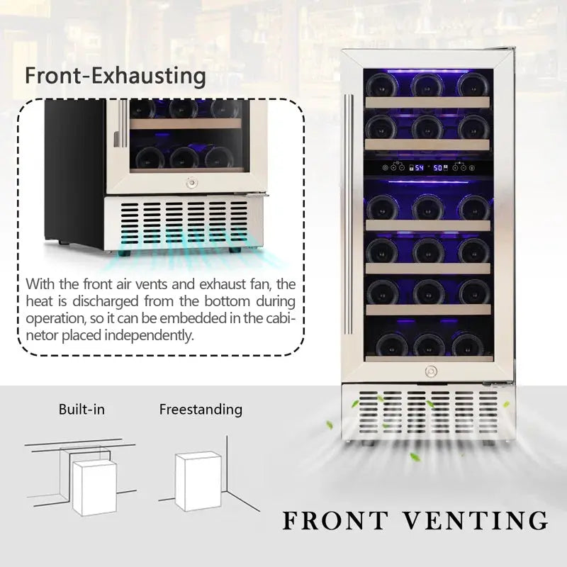 15'' 28 Bottle and 66 Can Freestanding/Built-In Dual Zone Wine Refrigerator & Beverage Cooler | Fridge.com