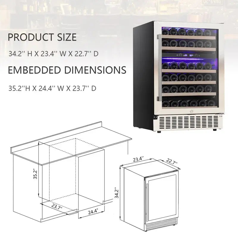 23.4'' 46 Bottle Dual Zone Freestanding/Built-In Wine Fridge & Beverage Cooler | Fridge.com