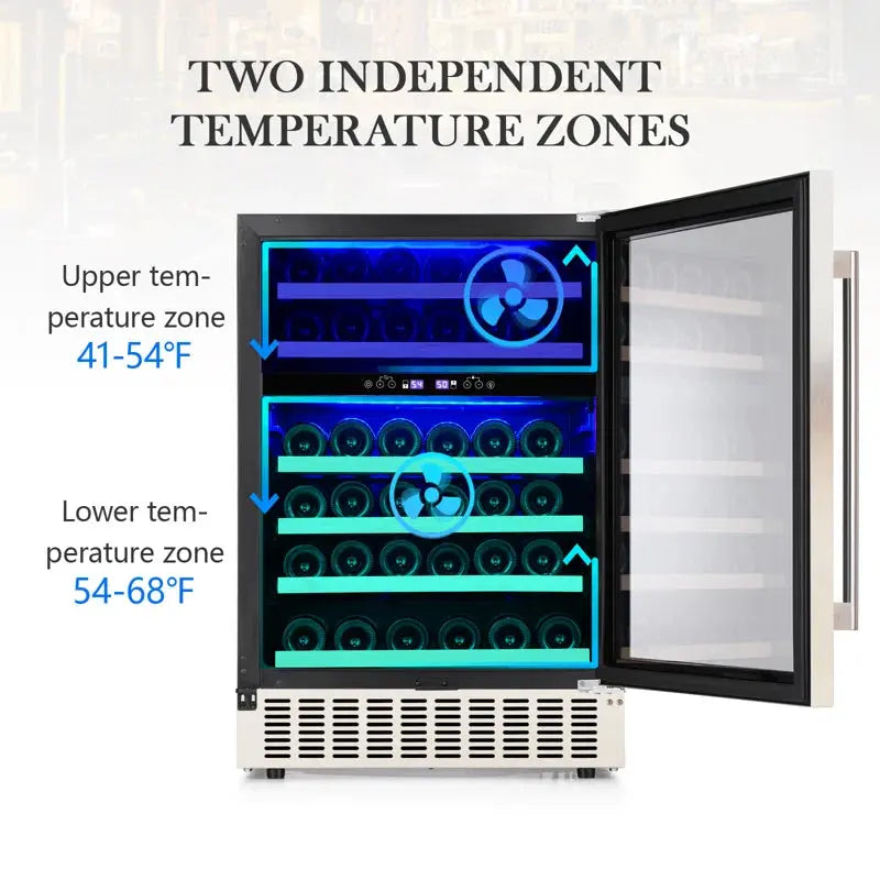 23.4'' 46 Bottle Dual Zone Freestanding/Built-In Wine Fridge & Beverage Cooler | Fridge.com