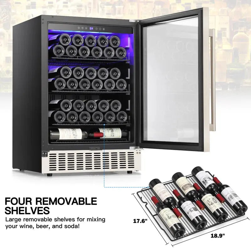 23.5'' W 46 Bottle and 156 Cans Single Zone Freestanding/Built-In Wine Refrigerator | Fridge.com