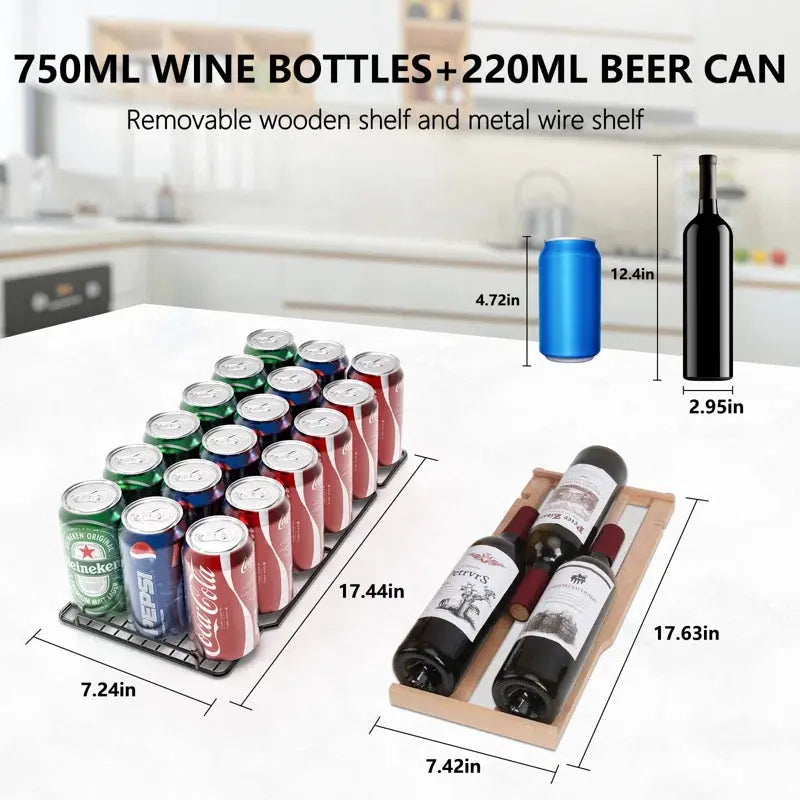 23.4'' 18 Bottle and 56 Can Dual Zone Freestanding/Built-In Wine & Beverage Refrigerator | Fridge.com