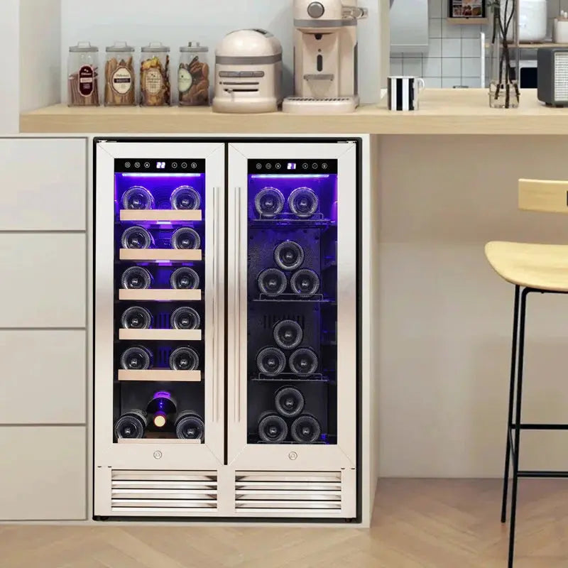 23.4'' 18 Bottle and 56 Can Dual Zone Freestanding/Built-In Wine & Beverage Refrigerator | Fridge.com