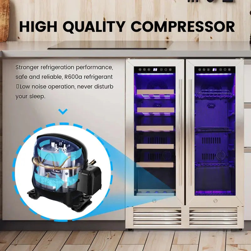 23.4'' 18 Bottle and 56 Can Dual Zone Freestanding/Built-In Wine & Beverage Refrigerator | Fridge.com