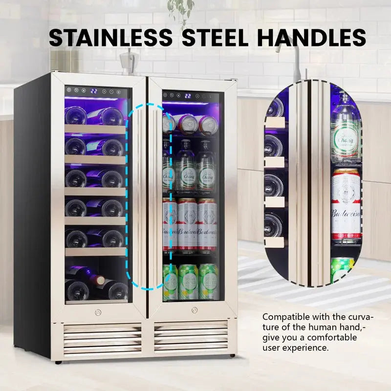 23.4'' 18 Bottle and 56 Can Dual Zone Freestanding/Built-In Wine & Beverage Refrigerator | Fridge.com