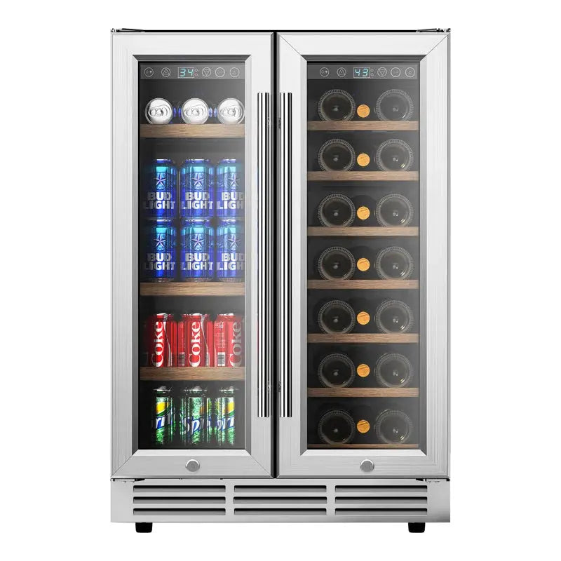 Simzlife 24'' 20 Bottle and 60 Can Dual Zone Freestanding/Built-In Wine & Beverage Refrigerator | Fridge.com