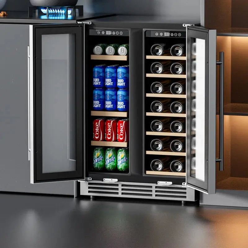 Simzlife 24'' 20 Bottle and 60 Can Dual Zone Freestanding/Built-In Wine & Beverage Refrigerator | Fridge.com