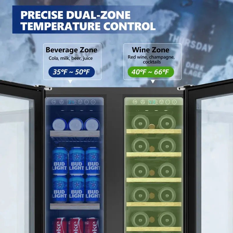 Simzlife 24'' 20 Bottle and 60 Can Dual Zone Freestanding/Built-In Wine & Beverage Refrigerator | Fridge.com