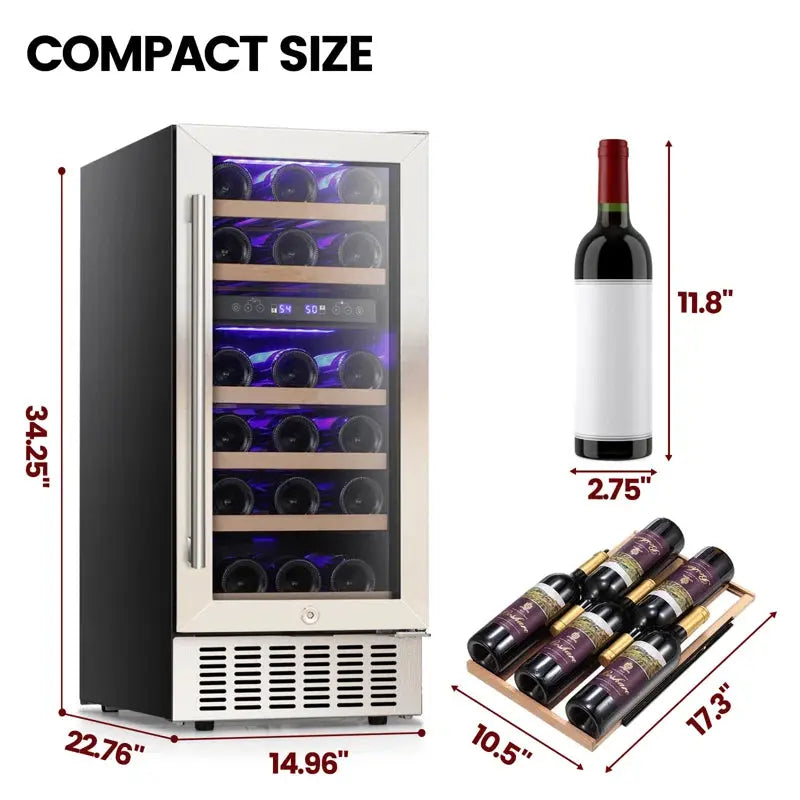 R.W.FLAME 15" 28 Bottle and 65 Can Dual Zone Freestanding/Built-In Wine & Beverage Refrigerator | Fridge.com