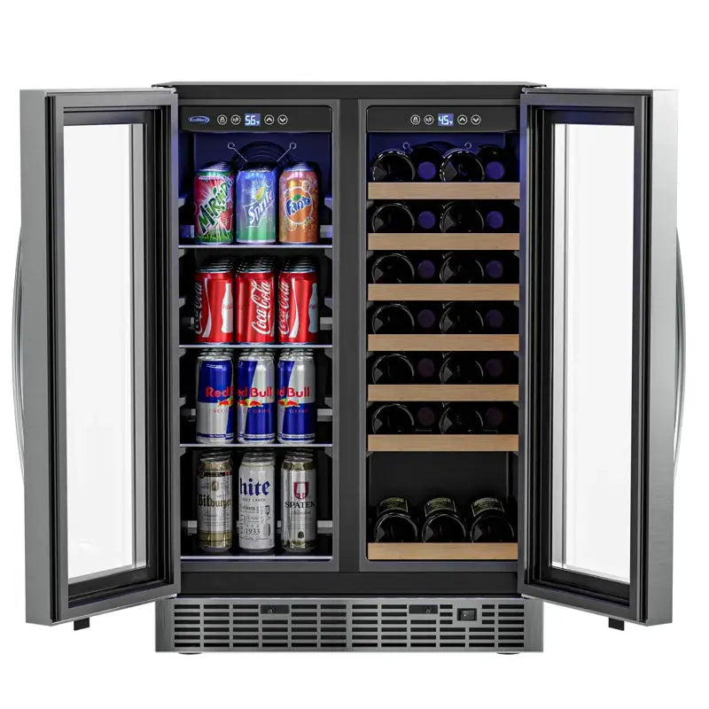 Koolmore 24 In. Width 21 Bottles and 60 Cans Dual Zone Freestanding/Built-In Wine & Beverage Refrigerator. | Fridge.com