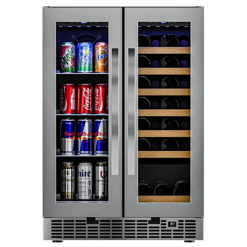 Koolmore 24 In. Width 21 Bottles and 60 Cans Dual Zone Freestanding/Built-In Wine & Beverage Refrigerator. | Fridge.com