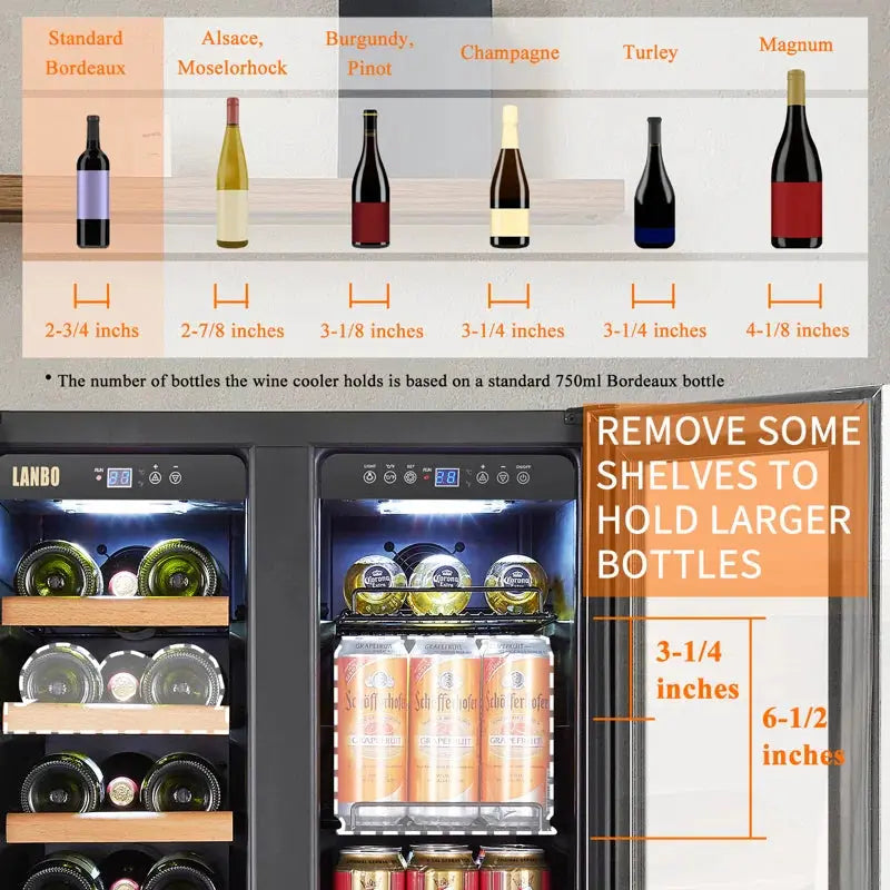 24" 18 Bottle and 56 Can Dual Zone Freestanding/Built-In Wine and Beverage Refrigerator | Fridge.com