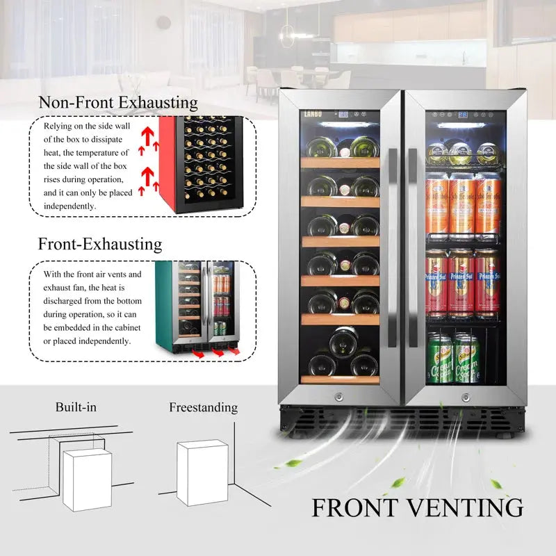 24" 18 Bottle and 56 Can Dual Zone Freestanding/Built-In Wine and Beverage Refrigerator | Fridge.com