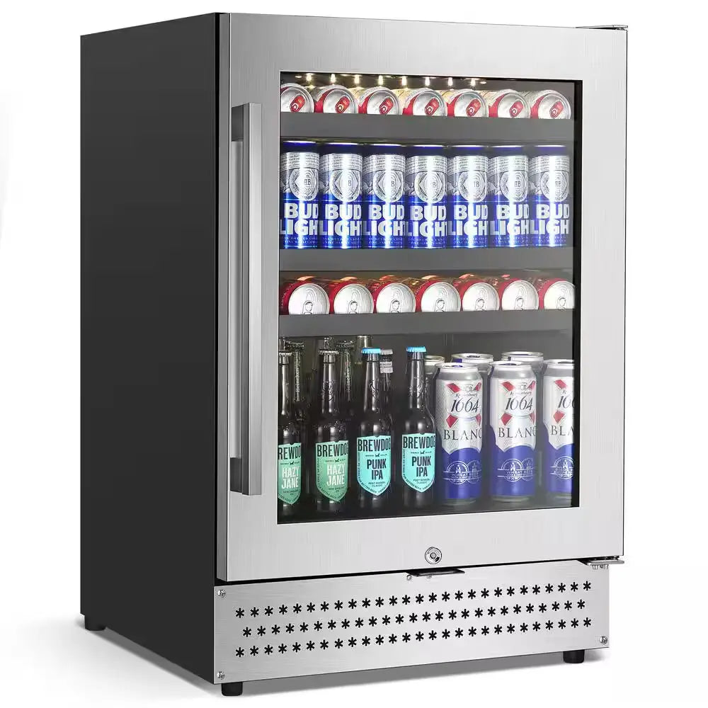 Built-In or Freestanding 24In. Single Zone 190Cans(12Oz.) Beverage Cooler in Stainless Steel | Fridge.com