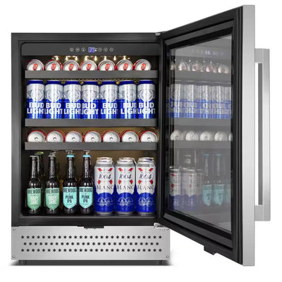 Built-In or Freestanding 24In. Single Zone 190Cans(12Oz.) Beverage Cooler in Stainless Steel | Fridge.com