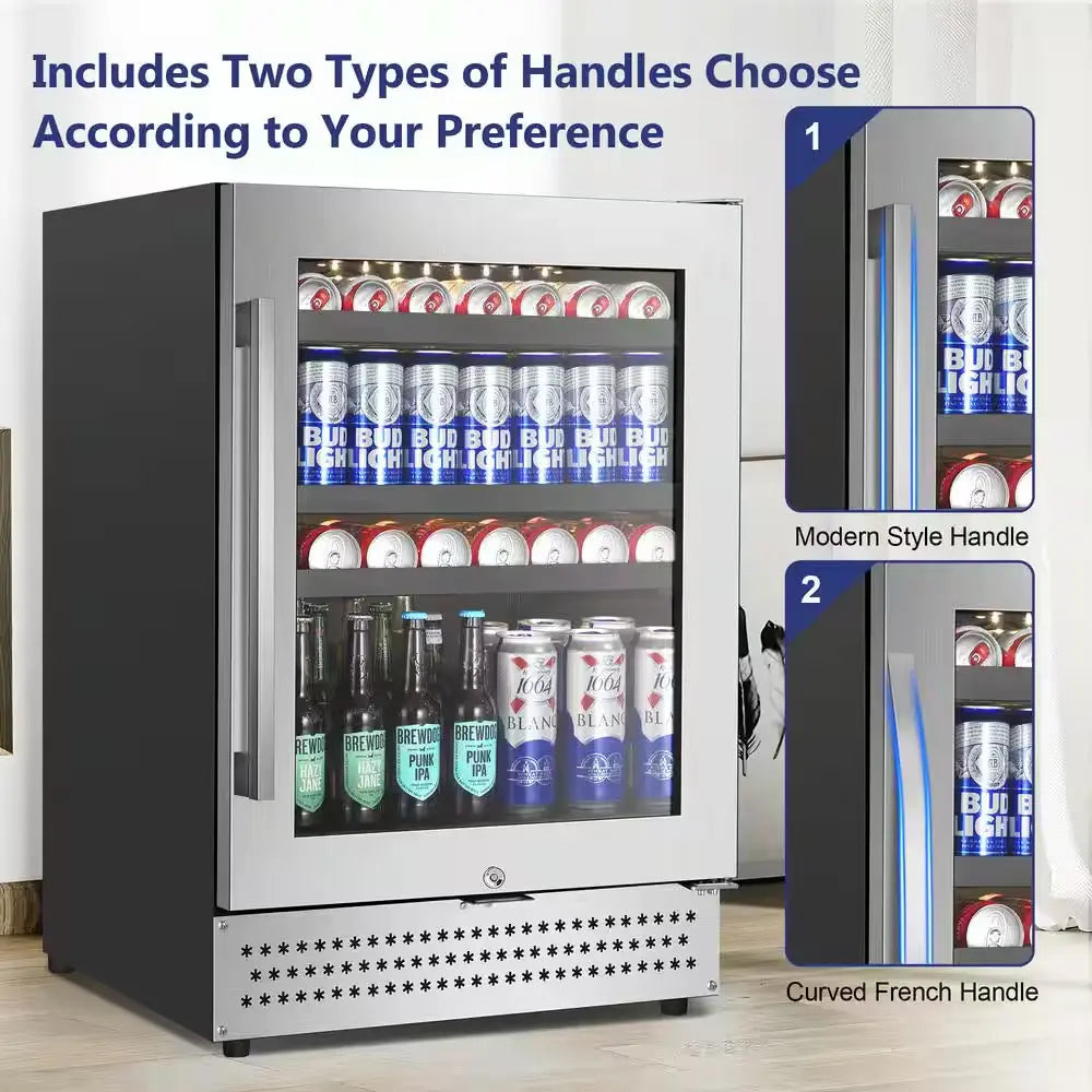 Built-In or Freestanding 24In. Single Zone 190Cans(12Oz.) Beverage Cooler in Stainless Steel | Fridge.com