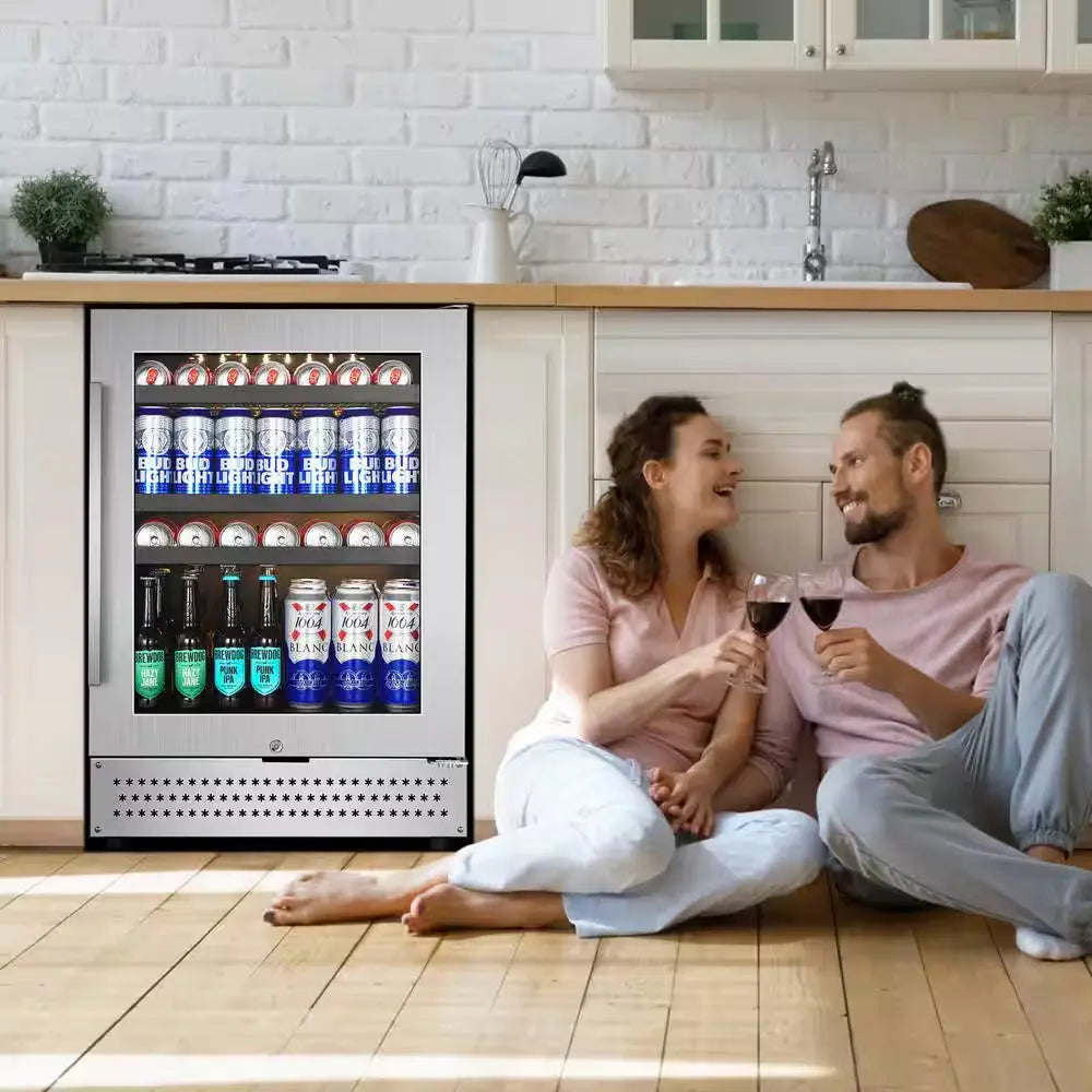 Built-In or Freestanding 24In. Single Zone 190Cans(12Oz.) Beverage Cooler in Stainless Steel | Fridge.com