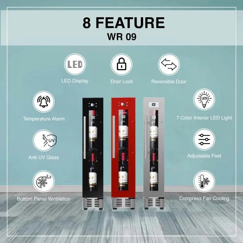 Equator 9 Bottles WINE REFRIGERATOR 1-Zone Freestanding/Builtin 7 Color LED 110V | Fridge.com