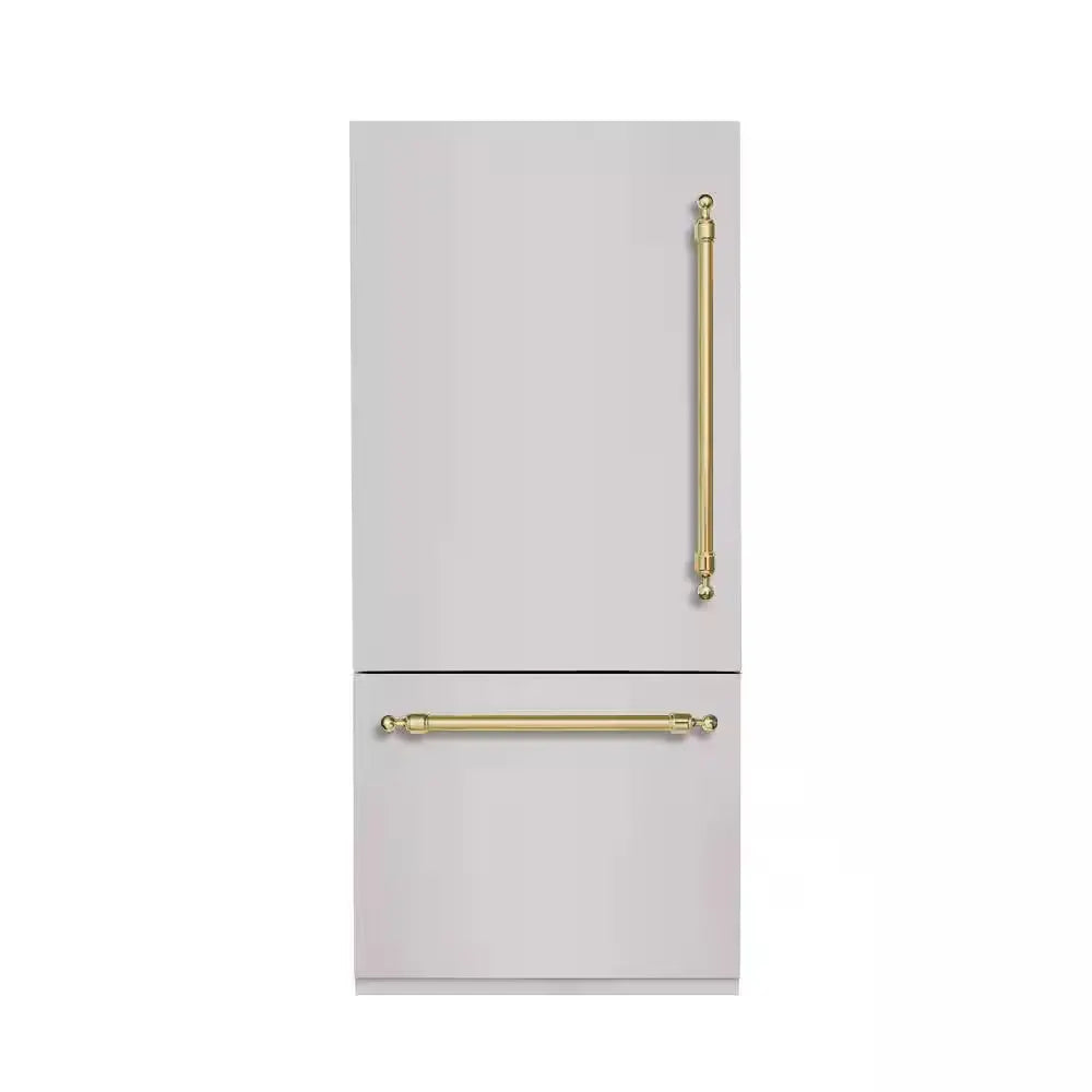 CLASSICO 36 In. Built-In BM36 LH-HINGE - PNL and HDL in STAINLESS STEEL with BRASS TRIM | Fridge.com