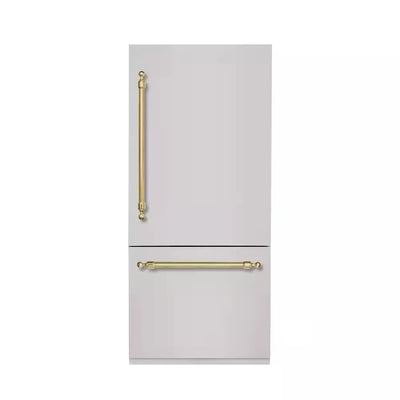 CLASSICO 36 In. Built-In BM36 RH-HINGE - PNL and HDL in STAINLESS STEEL with BRASS TRIM | Fridge.com