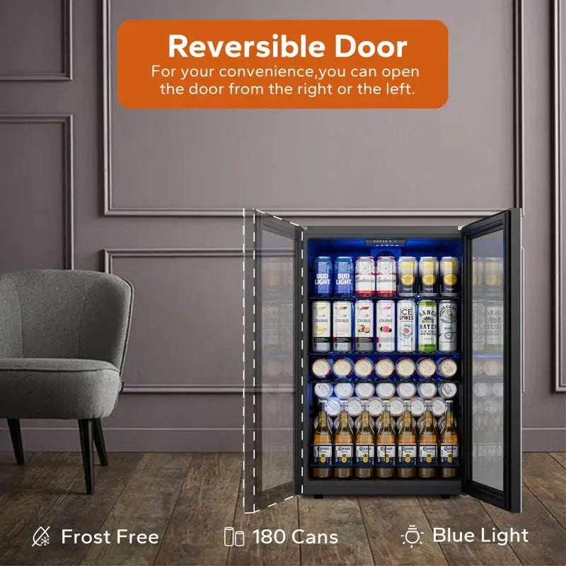 CLF 180 Cans (12 Oz.) 4.59 Cubic Feet Freestanding Beverage Refrigerator with Glass Door | Fridge.com