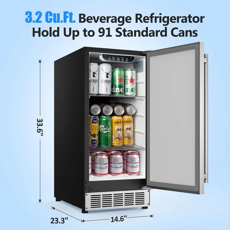 COTLIN 15 Inch Outdoor Beverage Refrigerator 3.2 Cubic Feet Storage 96 Cans (12 Oz.) | Fridge.com