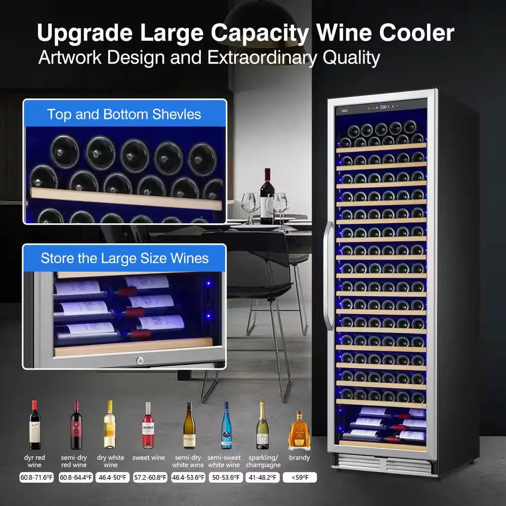 Cellar Cooling Unit 24 In. Single Zone 189-Bottle Built-In or Freestanding Wine Cooler with Door Lock, Stainless Steel | Fridge.com