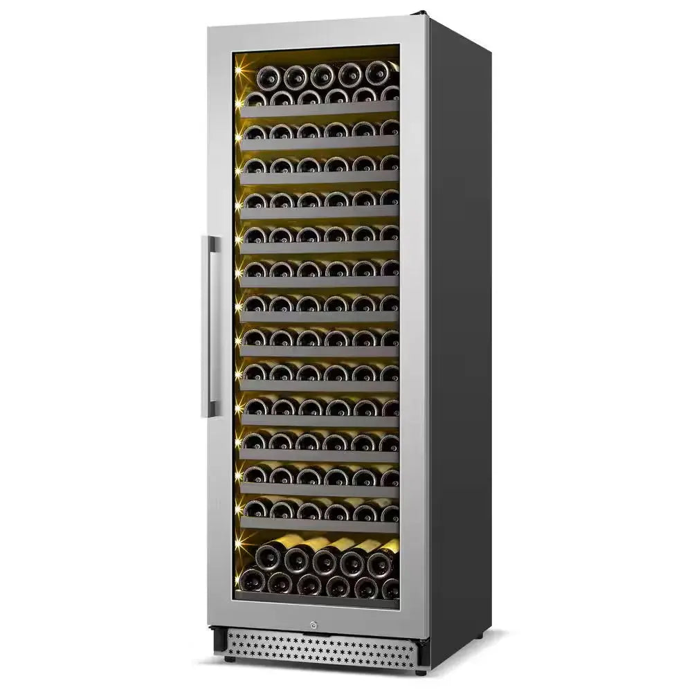 Cellar Cooling Unit 24 in . Single Zone 154-Bottle Built-In or Freestanding Wine Cooler with Door Lock, Stainless Steel | Fridge.com