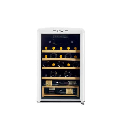 Classic Retro 21 In. 28-Bottle Single Zone Retro Free Standing Wine Cooler in Marshmallow White | Fridge.com