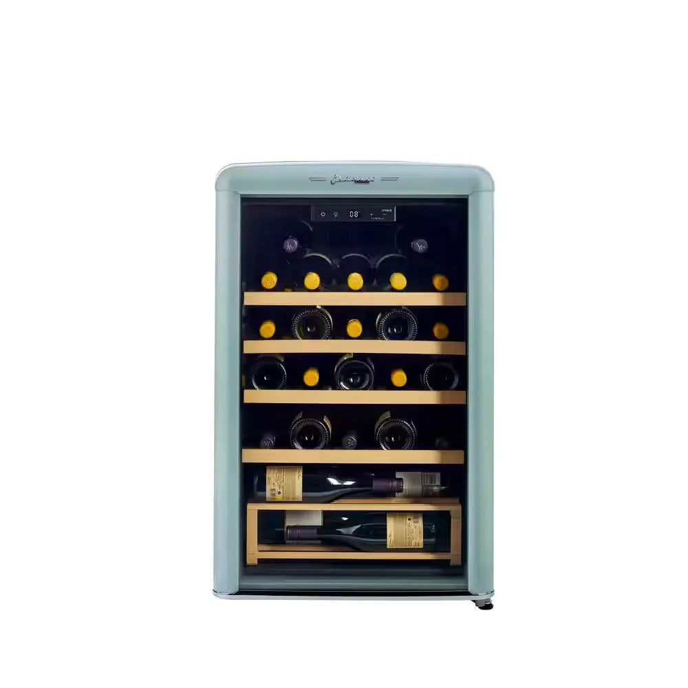 Classic Retro 21 In. 28-Bottle Single Zone Retro Free Standing Wine Cooler in Marshmallow White | Fridge.com