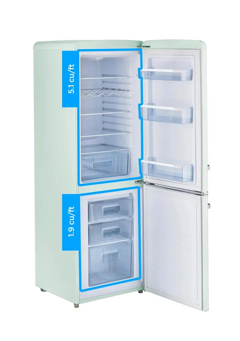 Classic Retro 21.6" Manual Defrost 7 Cu. Ft. Energy Star Certified Bottom Freezer Refrigerator | Fridge.com