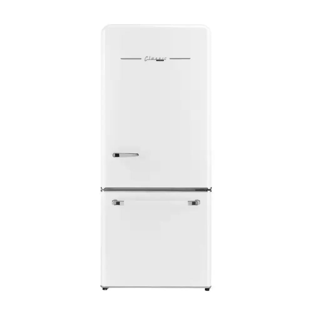 Classic Retro 30 in 17.7 Cu. Ft. Frost Free Retro Bottom Freezer Refrigerator in Marshmallow White, ENERGY STAR | Fridge.com