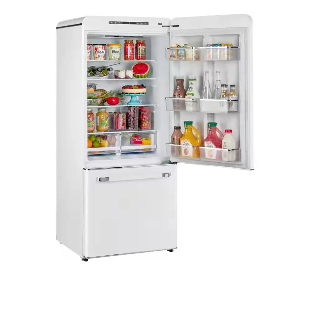 Classic Retro 30 in 17.7 Cu. Ft. Frost Free Retro Bottom Freezer Refrigerator in Marshmallow White, ENERGY STAR | Fridge.com