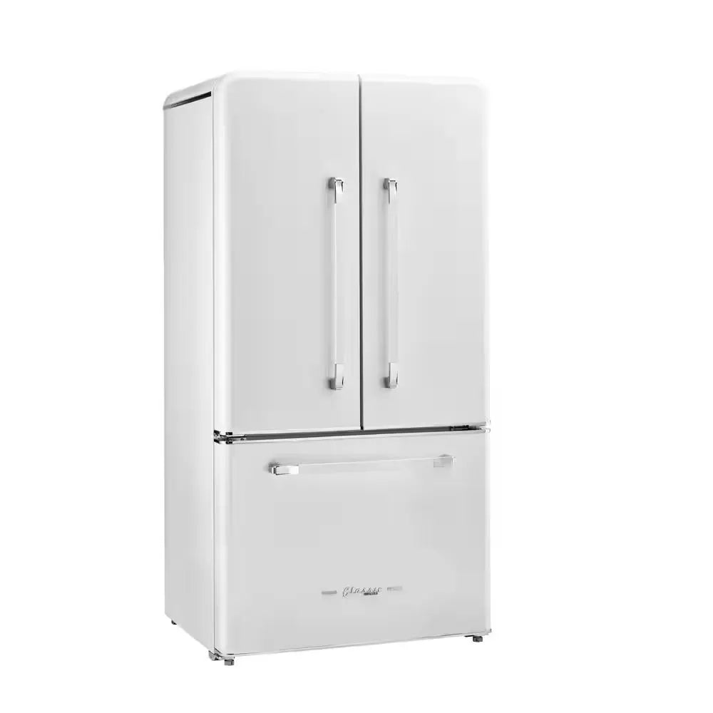 Classic Retro 36 in 21.4 Cu. Ft. 3-Door French Door Refrigerator with Ice Maker in Marshmallow White, Counter Depth | Fridge.com