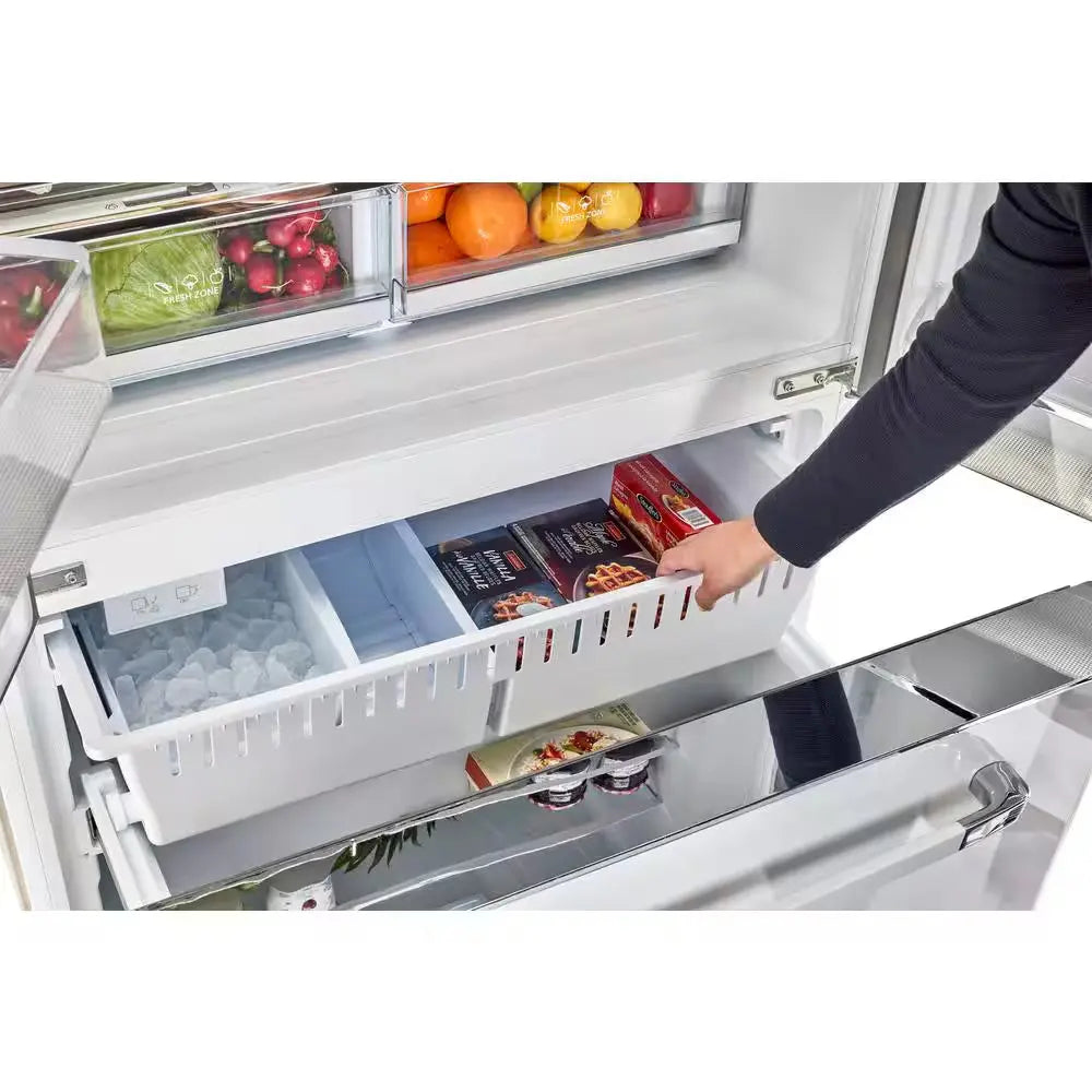 Classic Retro 36 in 21.4 Cu. Ft. 3-Door French Door Refrigerator with Ice Maker in Marshmallow White, Counter Depth | Fridge.com