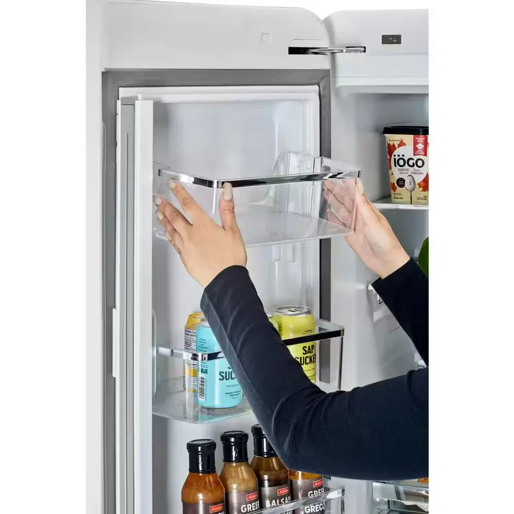 Classic Retro 36 in 21.4 Cu. Ft. 3-Door French Door Refrigerator with Ice Maker in Marshmallow White, Counter Depth | Fridge.com