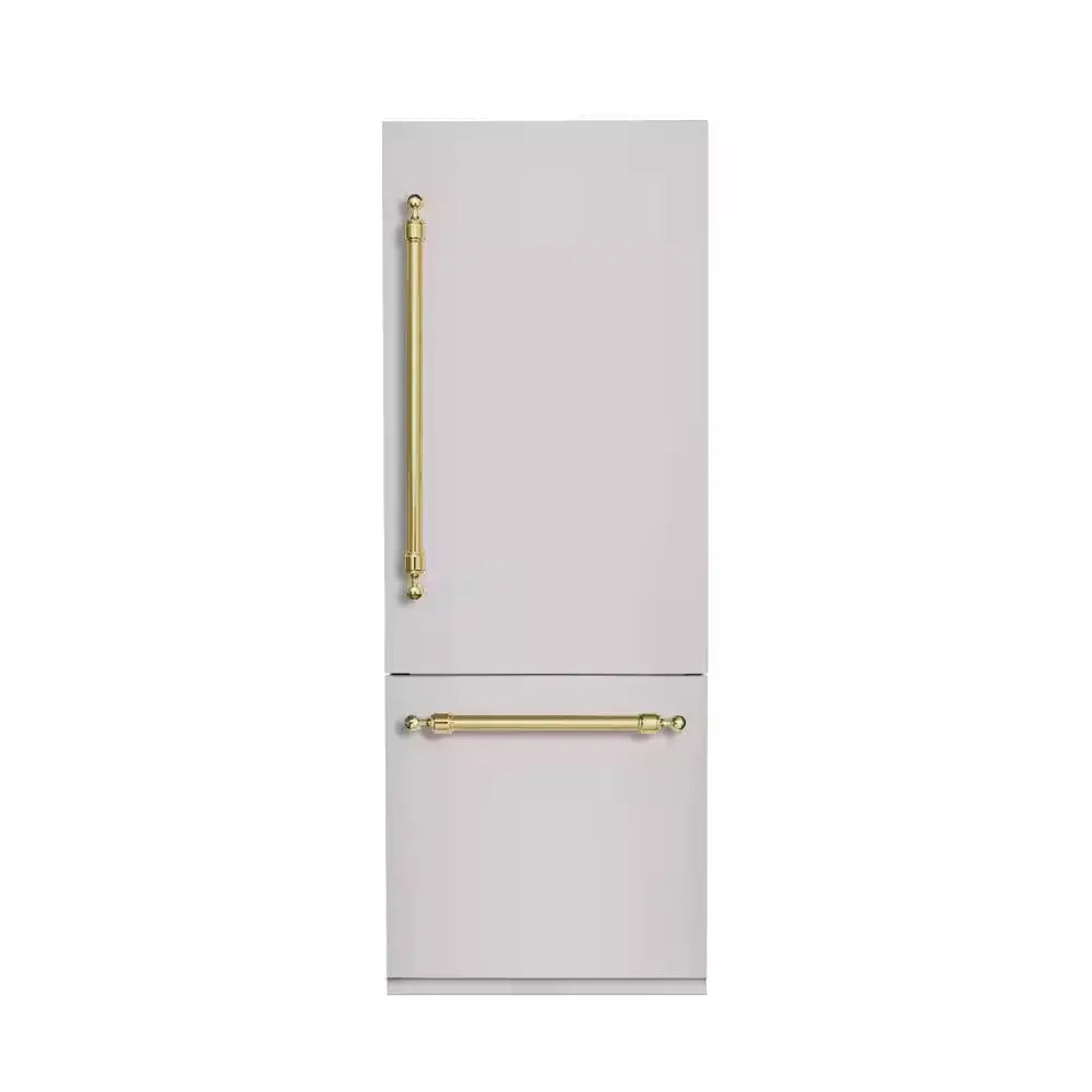 Classico 30 In. 16 CF TTL. Counter-Depth Built-In Bottom Mount Refrigerator, Rh-Hinge in Stainless Steel W- Brass Trim | Fridge.com