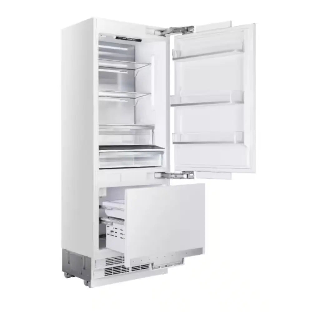 Classico 30 In. 16 CF TTL. Counter-Depth Built-In Bottom Mount Refrigerator, Rh-Hinge in Stainless Steel W- Brass Trim | Fridge.com