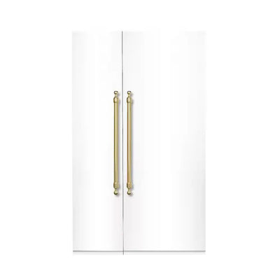 Classico 48 In. 25.2 CF TTL. Counter-Depth Built-In Side-By-Side Refrigerator in White with Brass Handles | Fridge.com