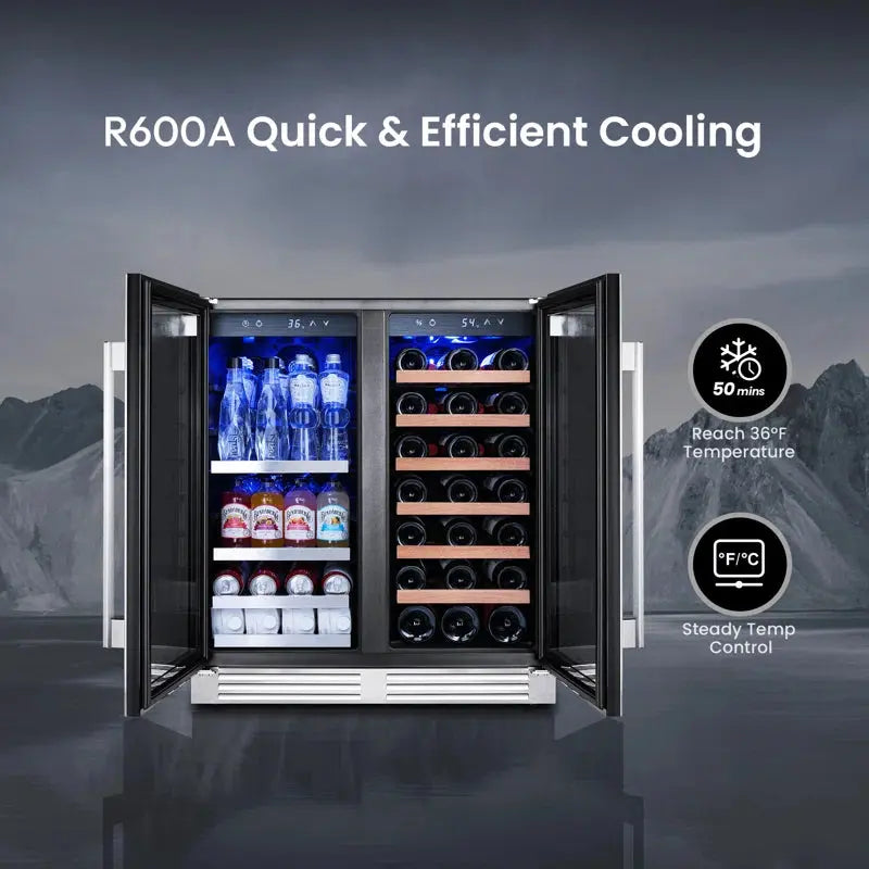 Clf 30" 33 Bottle and 80 Cans Dual Zone Built-In Wine & Beverage Refrigerator Freestanding Fridge | Fridge.com