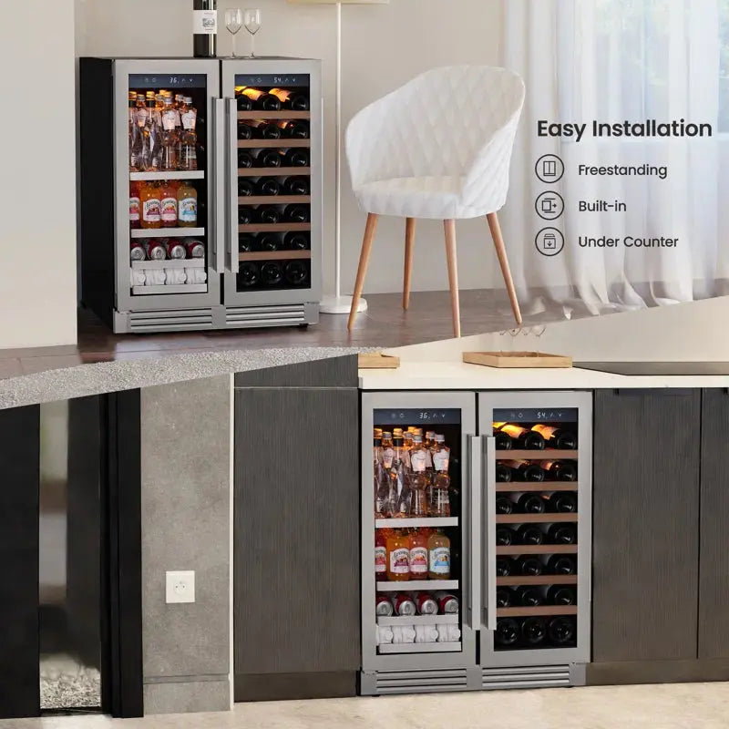 Clf 30" 33 Bottle and 80 Cans Dual Zone Built-In Wine & Beverage Refrigerator Freestanding Fridge | Fridge.com