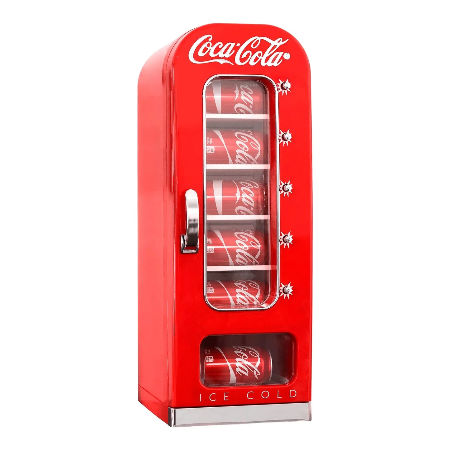 Coca-Cola 10 Can Retro Vending Machine Mini Cooler Display Window, Portable Refrigerator, Red | Fridge.com