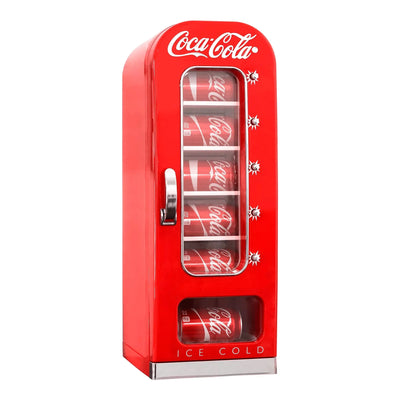 Coca-Cola 10 Can Retro Vending Machine Mini Cooler Display Window, Portable Refrigerator, Red | Fridge.com