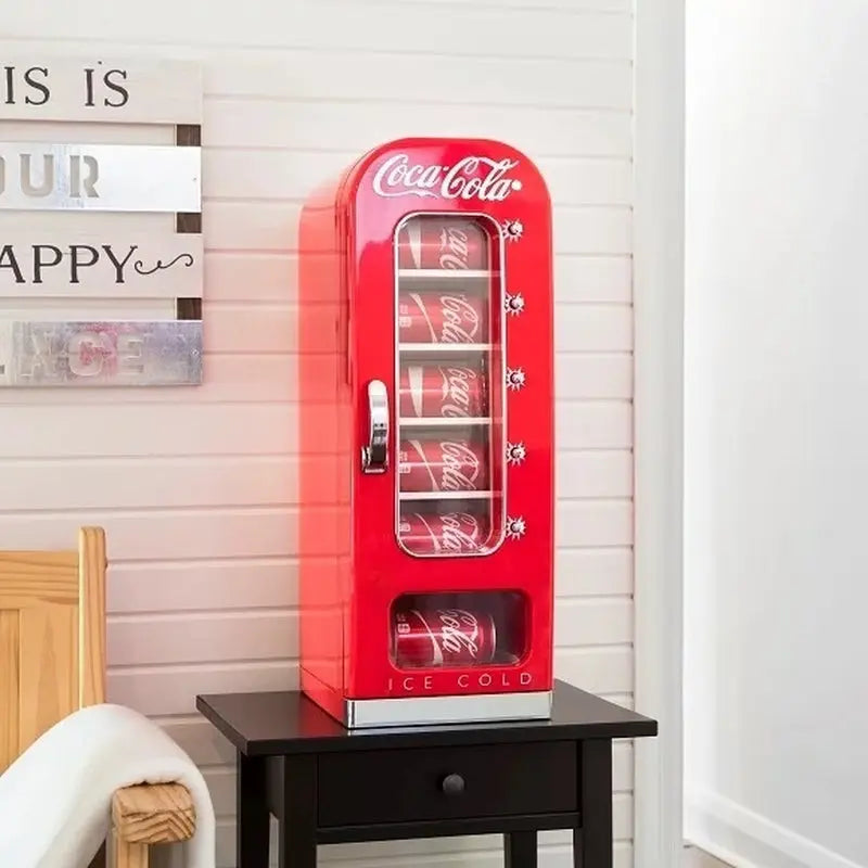 Coca-Cola 10 Can Retro Vending Machine Mini Cooler Display Window, Portable Refrigerator, Red | Fridge.com