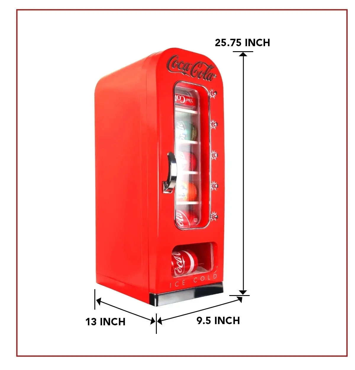 Coca-Cola 10 Can Retro Vending Machine Mini Cooler Display Window, Portable Refrigerator, Red | Fridge.com