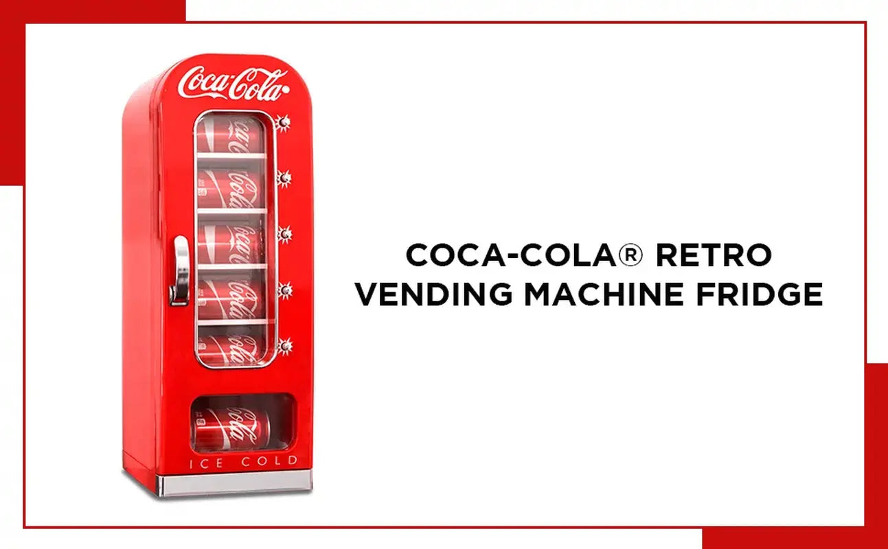 Coca-Cola 10 Can Retro Vending Machine Mini Cooler Display Window, Portable Refrigerator, Red | Fridge.com