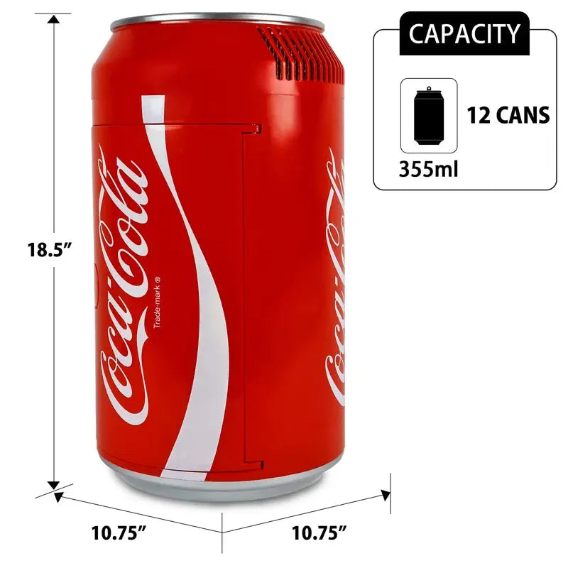 Coca-Cola 12 Can Portable Mini Fridge 12V DC 110V AC 10L Cooler, Red | Fridge.com